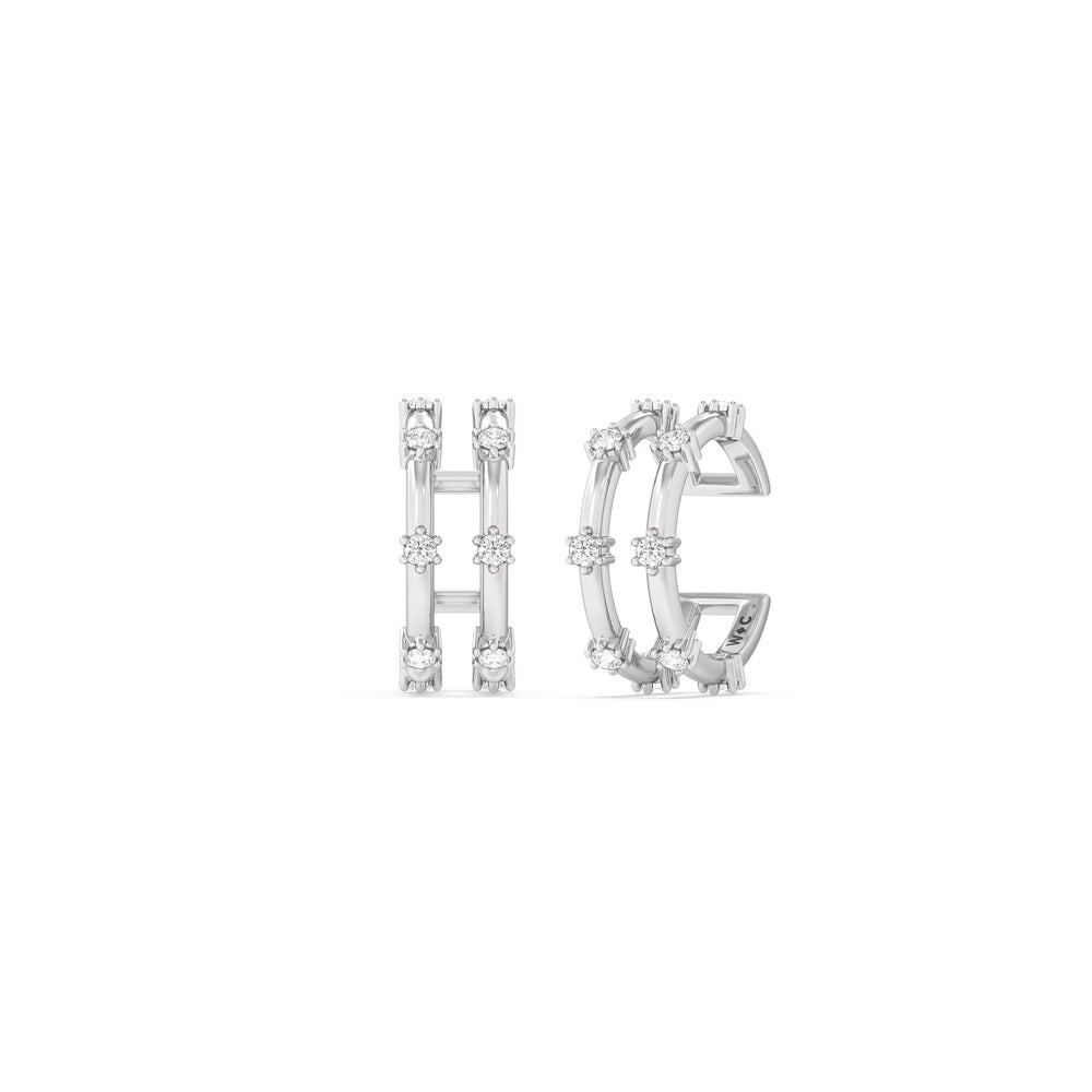 Split Duet Ear Cuffs with 14KT White Gold / Lab / 1/4 Cut Diamond in 14KT White Gold / Lab / 1/4 view 1
