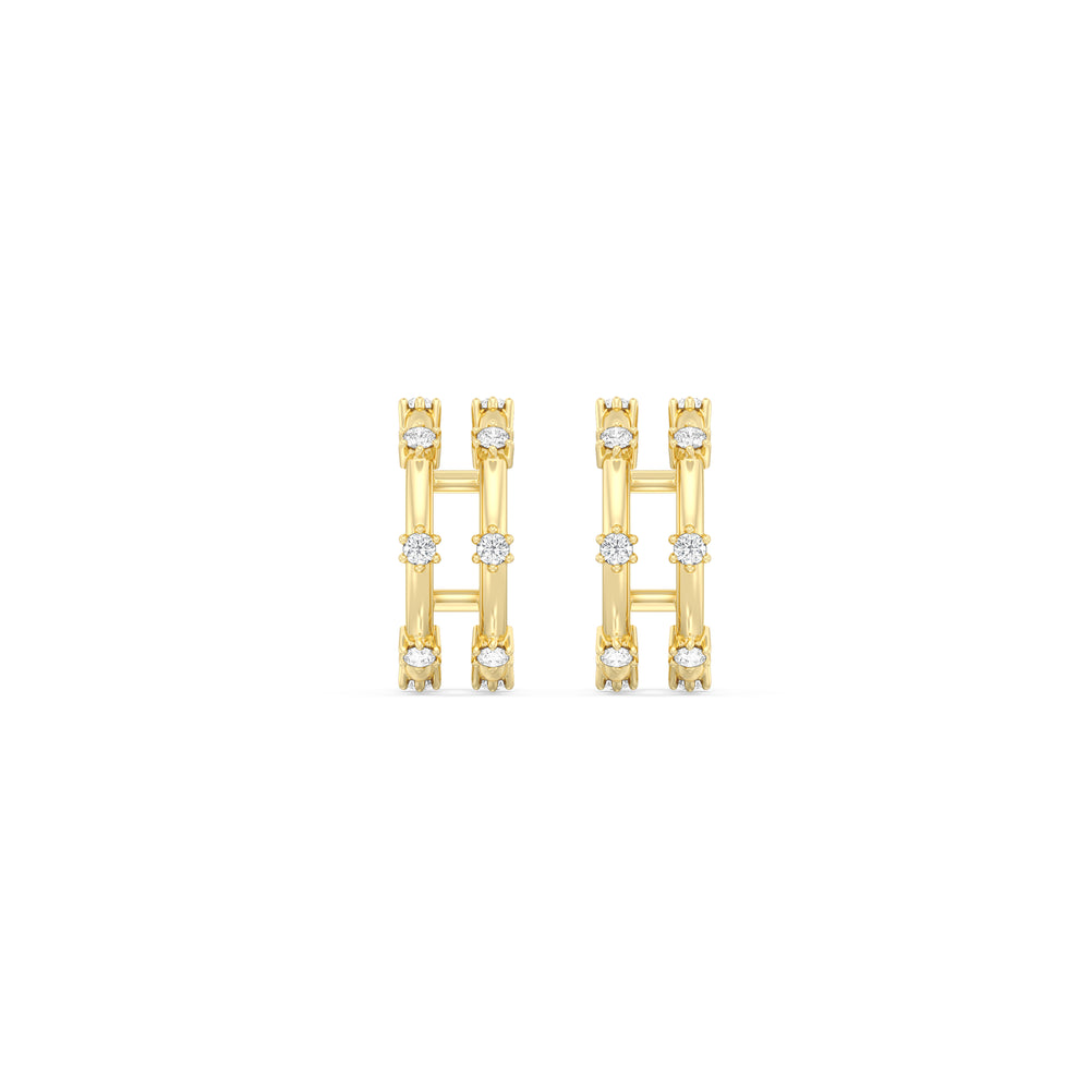 Split Duet Ear Cuffs with 14KT Yellow Gold / Lab / 1/4 Cut Diamond in 14KT Yellow Gold / Lab / 1/4 view 4
