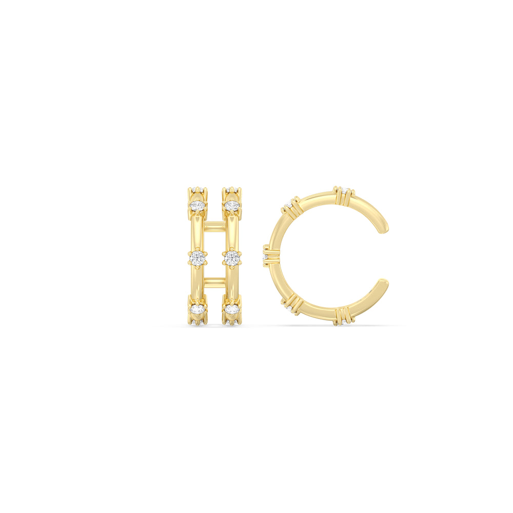 Split Duet Ear Cuffs with 14KT Yellow Gold / Lab / 1/4 Cut Diamond in 14KT Yellow Gold / Lab / 1/4 view 5
