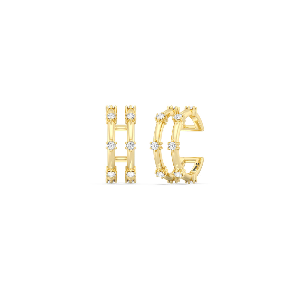 Split Duet Ear Cuffs with 14KT Yellow Gold / Lab / 1/4 Cut Diamond in 14KT Yellow Gold / Lab / 1/4 view 1
