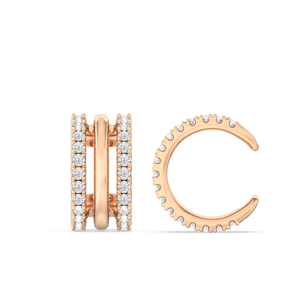 Trilogy Ear Cuff with 14KT Rose Gold / Pair Cut Diamond in 14KT Rose Gold / Pair view 5
