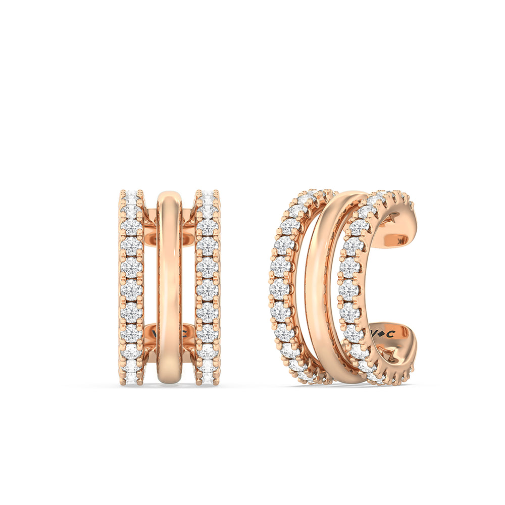 Trilogy Ear Cuff with 14KT Rose Gold / Pair Cut Diamond in 14KT Rose Gold / Pair view 1

