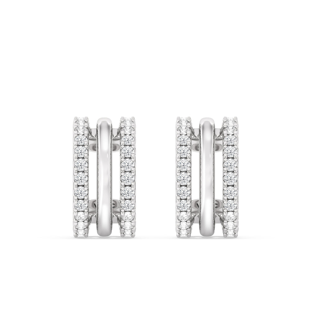 Trilogy Ear Cuff with 14KT White Gold / Pair Cut Diamond in 14KT White Gold / Pair view 4
