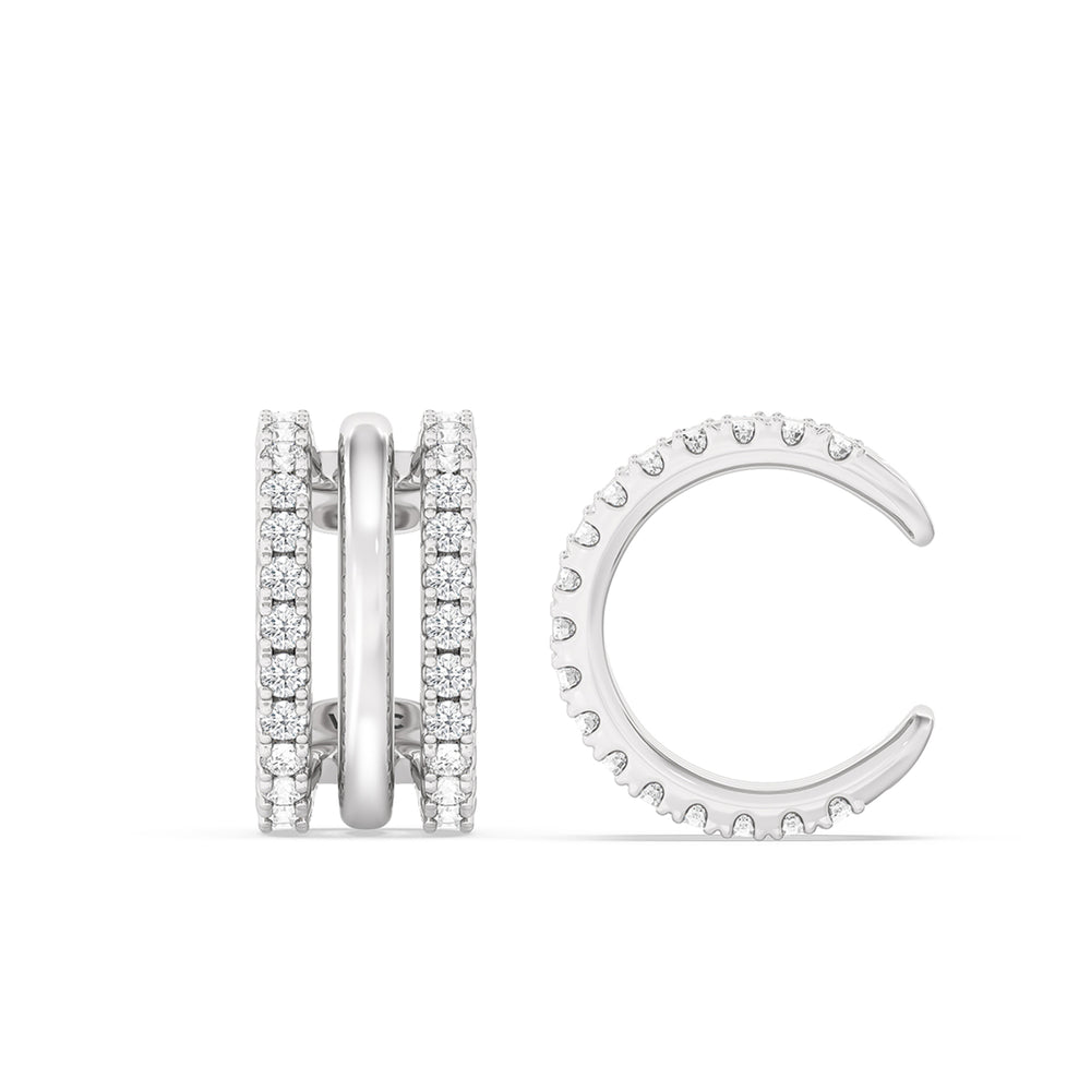 Trilogy Ear Cuff with 14KT White Gold / Single Cut Diamond in 14KT White Gold / Single view 5
