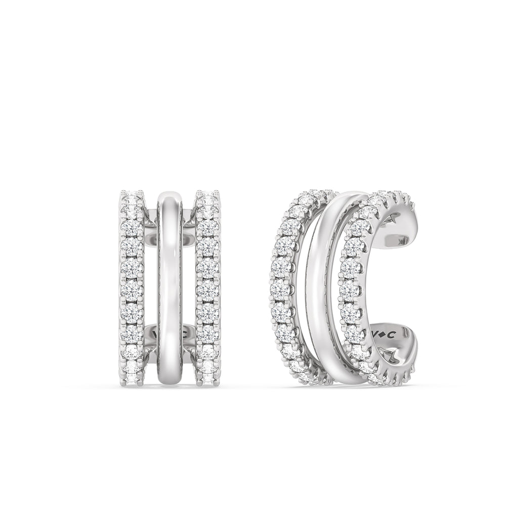 Trilogy Ear Cuff with 14KT White Gold / Single Cut Diamond in 14KT White Gold / Single view 1
