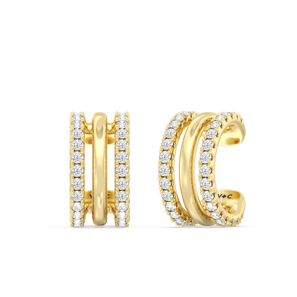 Trilogy Ear Cuff with 14KT Yellow Gold / Single Cut Diamond in 14KT Yellow Gold / Single view 1

