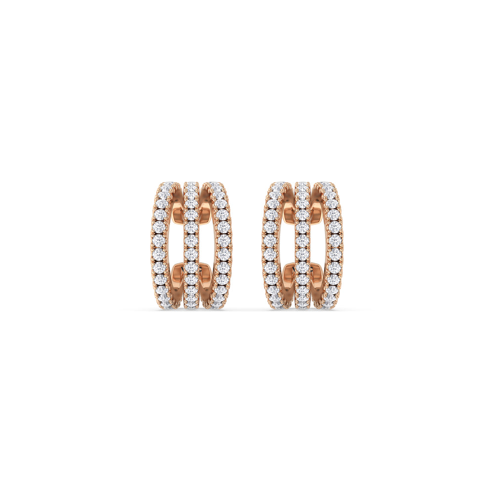 Tapered Trilogy Ear Cuffs with 14KT Rose Gold / Single Cut Diamond in 14KT Rose Gold / Single view 4
