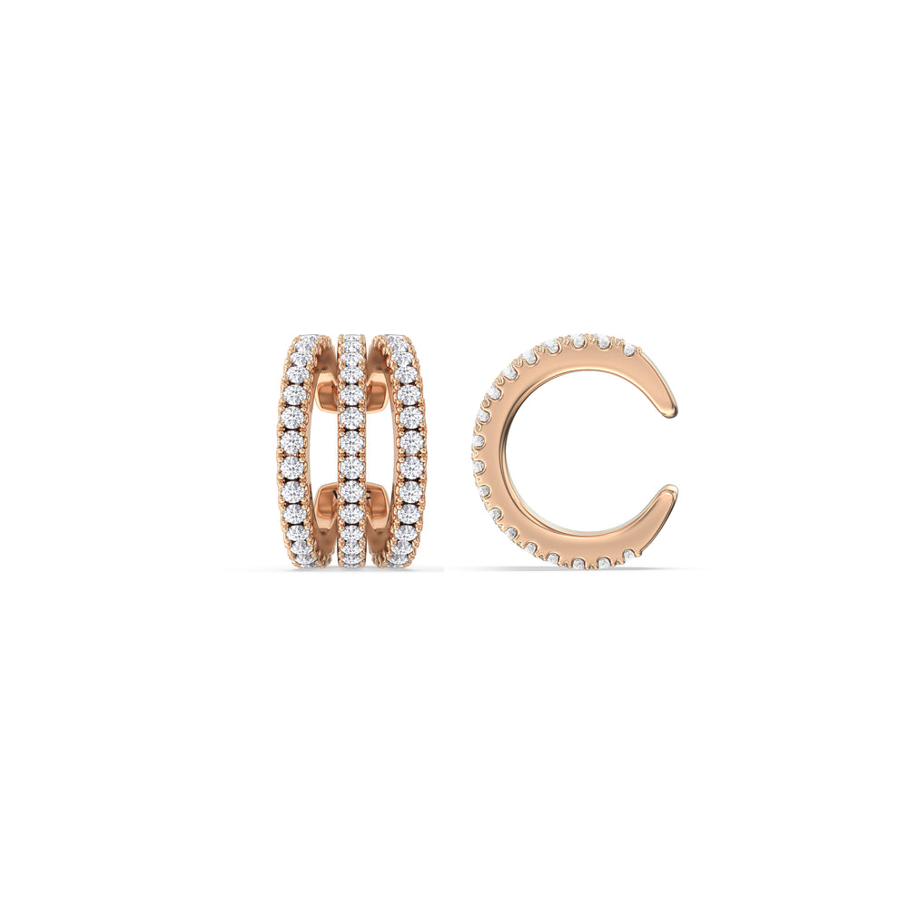 Tapered Trilogy Ear Cuffs with 14KT Rose Gold / Pair Cut Diamond in 14KT Rose Gold / Pair view 5
