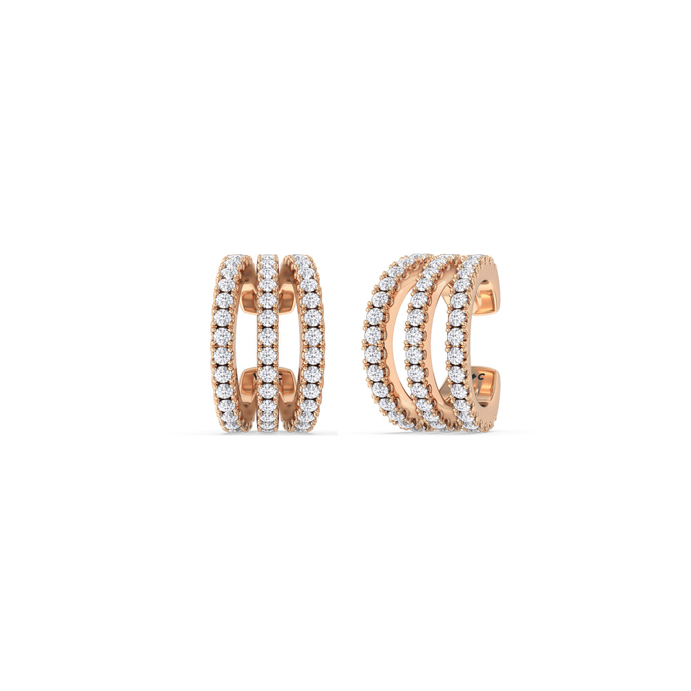 Tapered Trilogy Ear Cuffs with 14KT Rose Gold / Single Cut Diamond in 14KT Rose Gold / Single view 1
