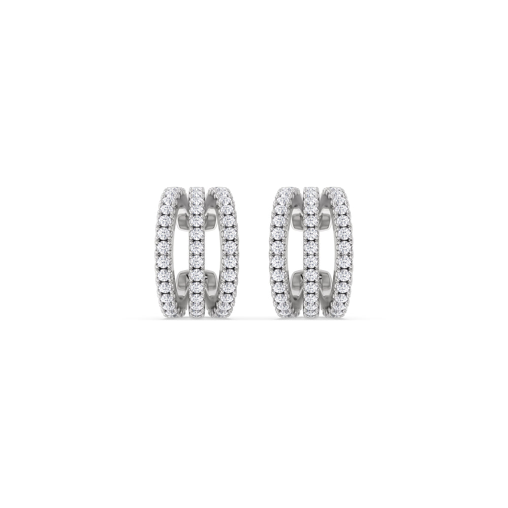 Tapered Trilogy Ear Cuffs with 14KT White Gold / Single Cut Diamond in 14KT White Gold / Single view 4
