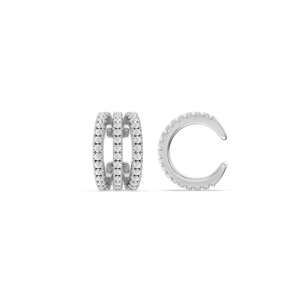 Tapered Trilogy Ear Cuffs with 14KT White Gold / Pair Cut Diamond in 14KT White Gold / Pair view 5
