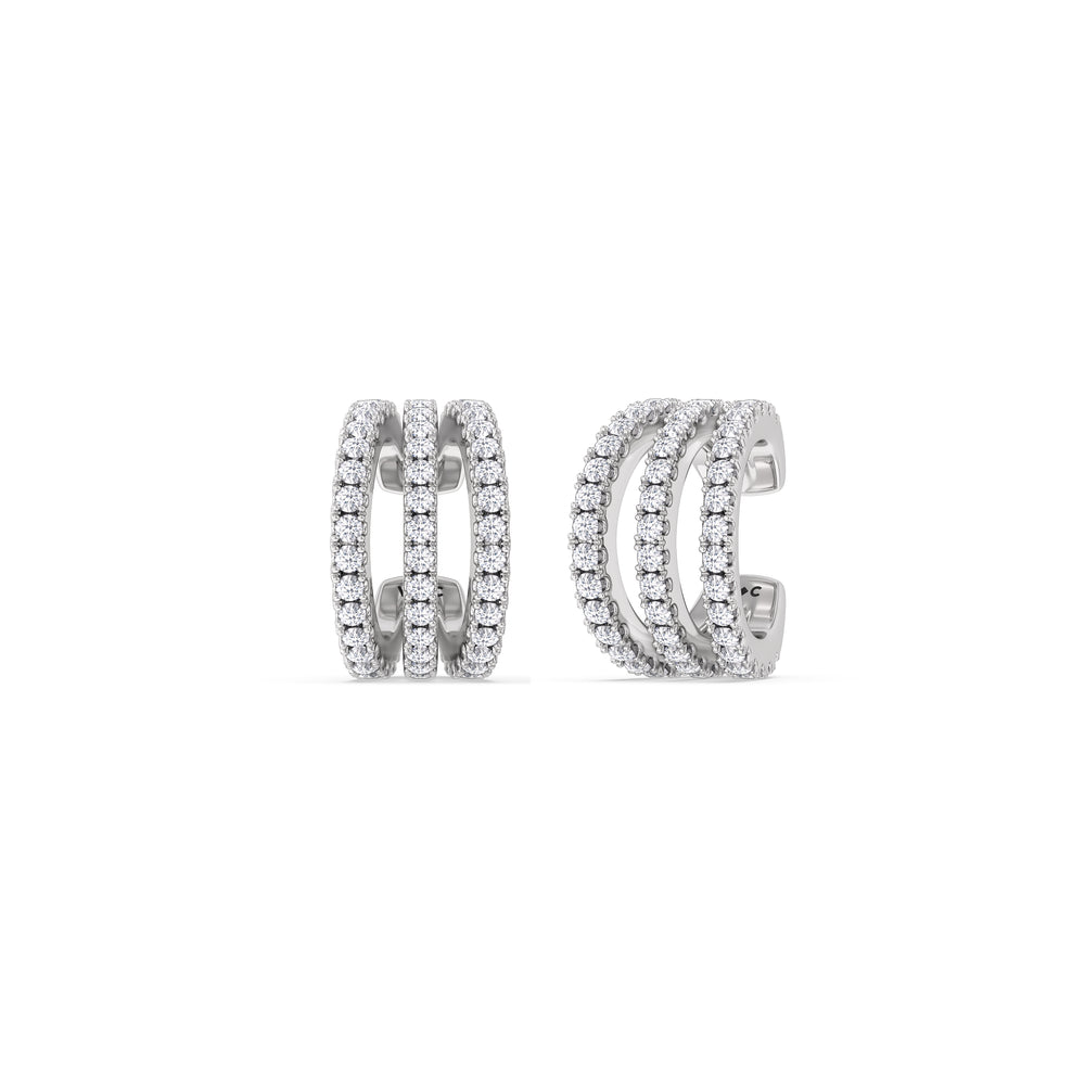 Tapered Trilogy Ear Cuffs with 14KT White Gold / Pair Cut Diamond in 14KT White Gold / Pair view 1
