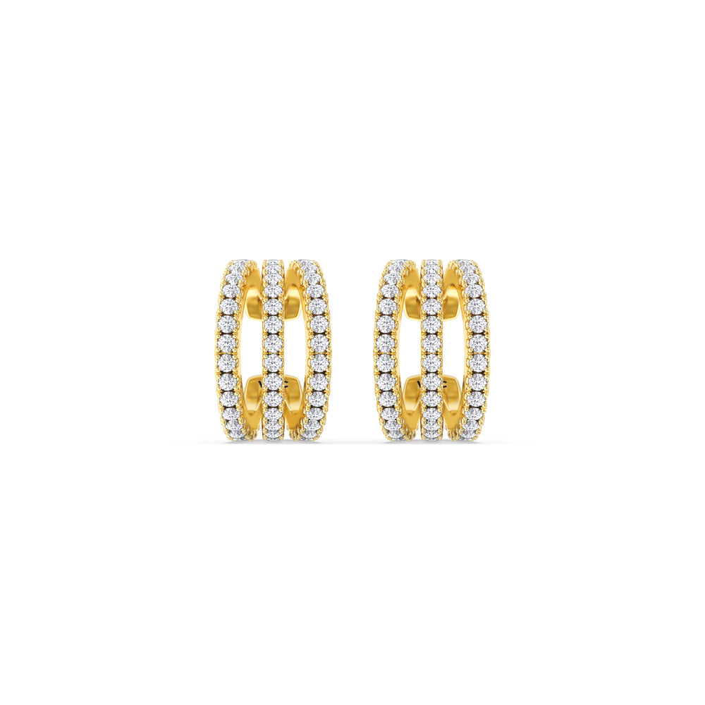 Tapered Trilogy Ear Cuffs with 14KT Yellow Gold / Pair Cut Diamond in 14KT Yellow Gold / Pair view 4
