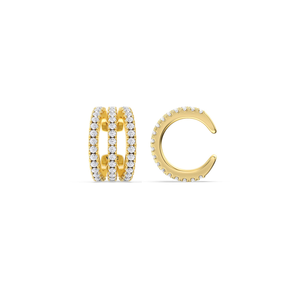 Tapered Trilogy Ear Cuffs with 14KT Yellow Gold / Single Cut Diamond in 14KT Yellow Gold / Single view 5
