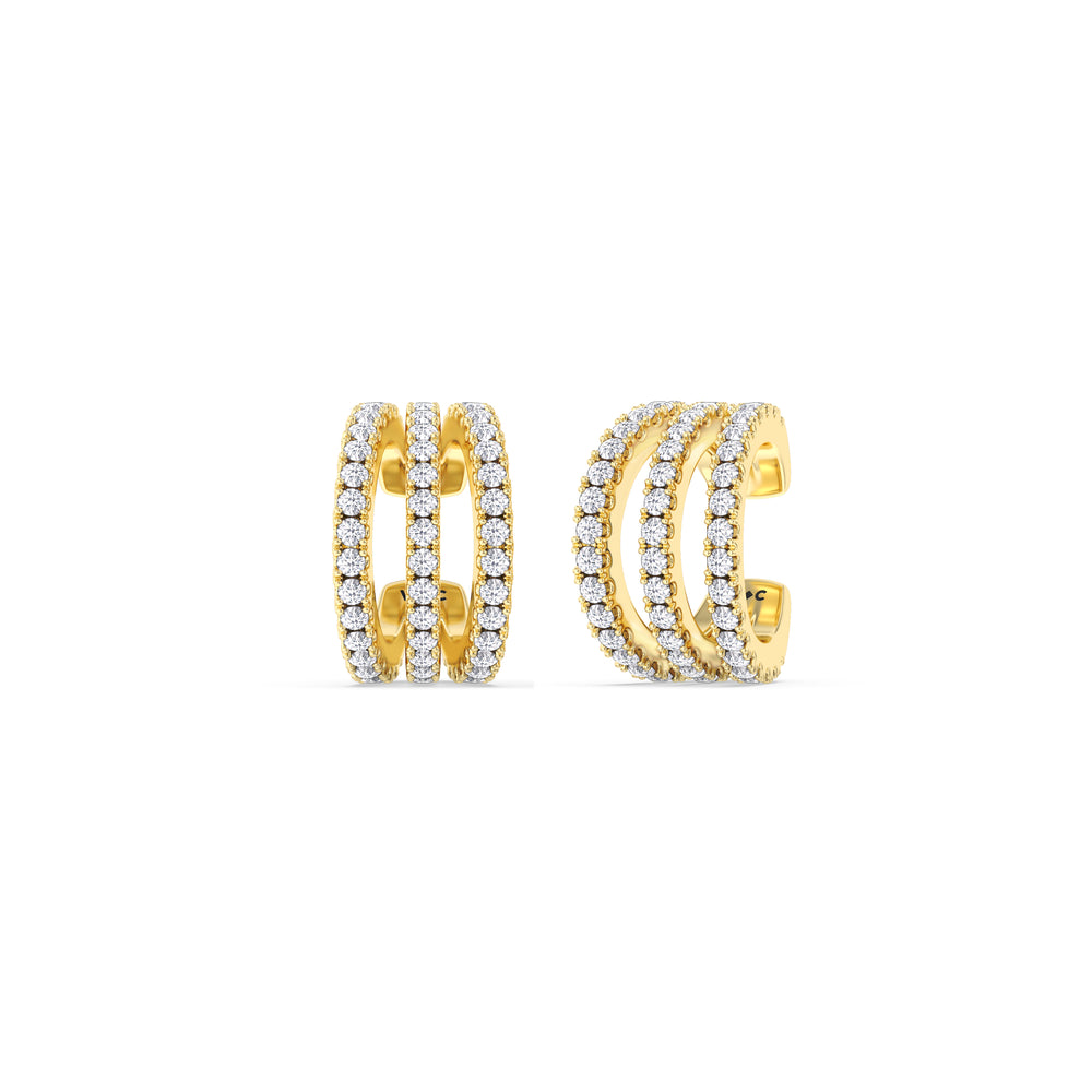 Tapered Trilogy Ear Cuffs with 14KT Yellow Gold / Single Cut Diamond in 14KT Yellow Gold / Single view 1
