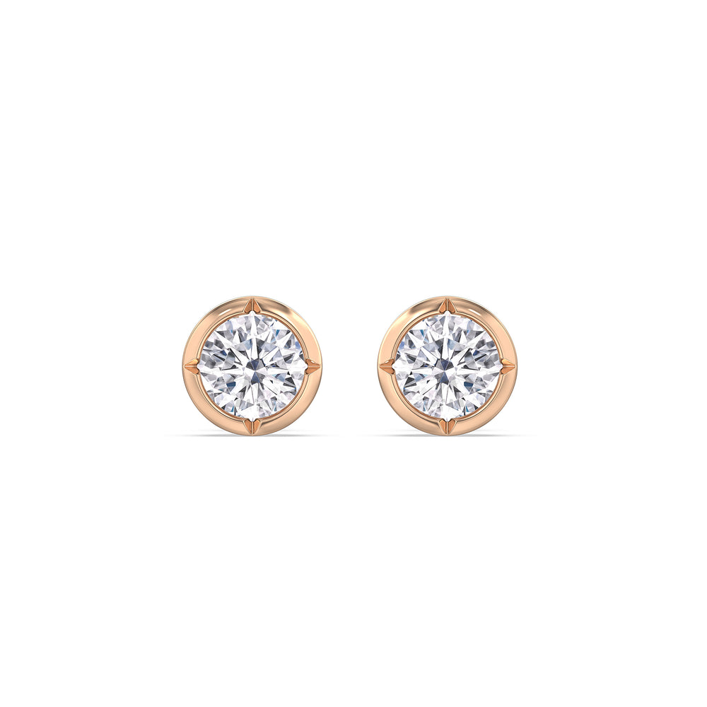 Kite Chamfered Bezel Stud Earrings with 14KT Rose Gold / Lab / 1/2 Cut Diamond in 14KT Rose Gold / Lab / 1/2 view 4
