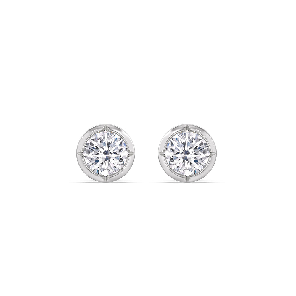 Kite Chamfered Bezel Stud Earrings with 14KT White Gold / Lab / 1/2 Cut Diamond in 14KT White Gold / Lab / 1/2 view 4
