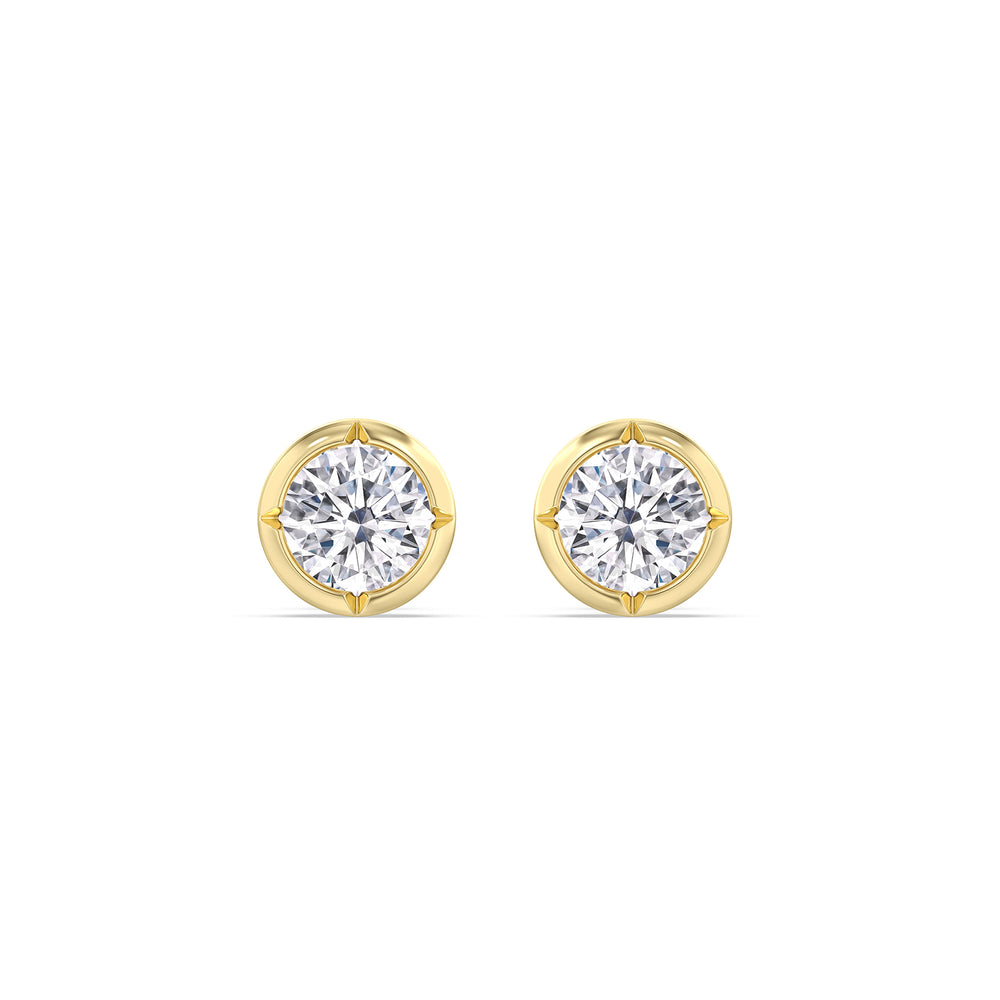 Kite Chamfered Bezel Stud Earrings with 14KT Yellow Gold / Lab / 1/2 Cut Diamond in 14KT Yellow Gold / Lab / 1/2 view 4
