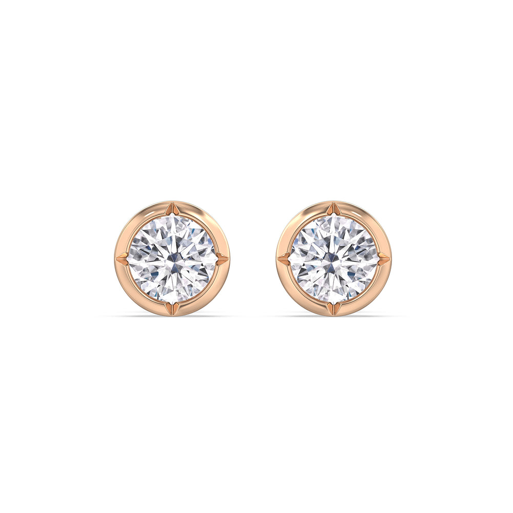 Kite Chamfered Bezel Stud Earrings with 14KT Rose Gold / Lab / 1 Cut Diamond in 14KT Rose Gold / Lab / 1 view 4
