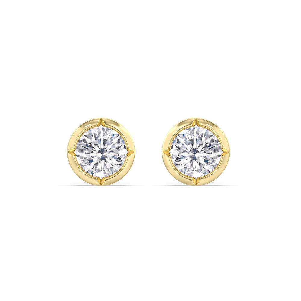 Kite Chamfered Bezel Stud Earrings with 14KT Yellow Gold / Lab / 1 Cut Diamond in 14KT Yellow Gold / Lab / 1 view 4
