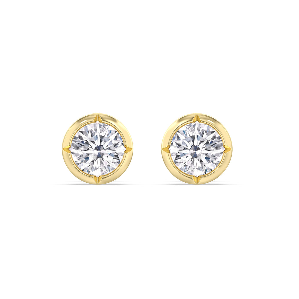 Kite Chamfered Bezel Stud Earrings with 14KT Yellow Gold / Lab / 2 Cut Diamond in 14KT Yellow Gold / Lab / 2 view 4
