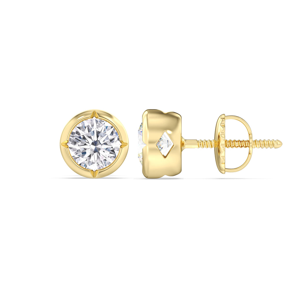 Kite Chamfered Bezel Stud Earrings with 14KT Yellow Gold / Lab / 2 Cut Diamond in 14KT Yellow Gold / Lab / 2 view 5
