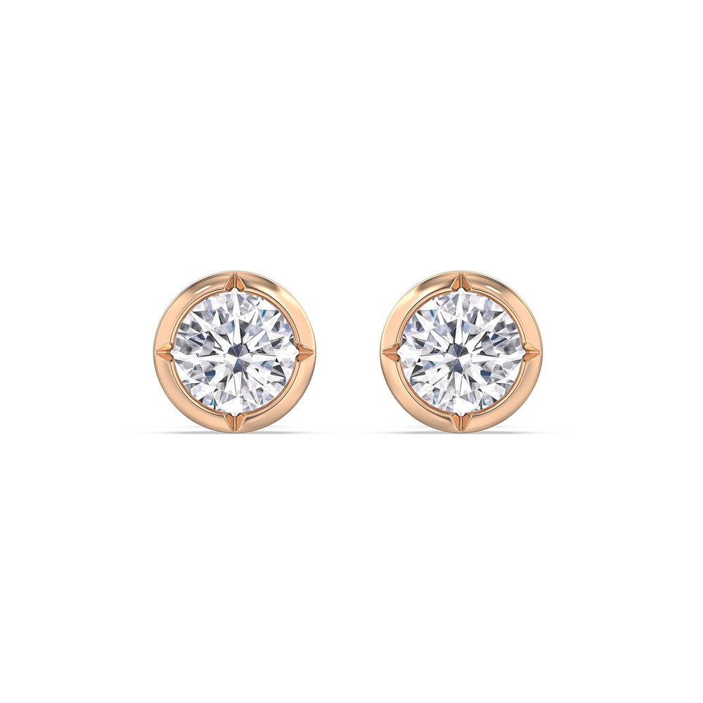 Kite Chamfered Bezel Stud Earrings with 14KT Rose Gold / Lab / 1 1/2 Cut Diamond in 14KT Rose Gold / Lab / 1 1/2 view 4
