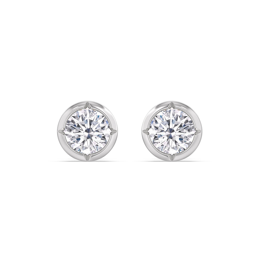 Kite Chamfered Bezel Stud Earrings with 14KT White Gold / Lab / 1 1/2 Cut Diamond in 14KT White Gold / Lab / 1 1/2 view 4
