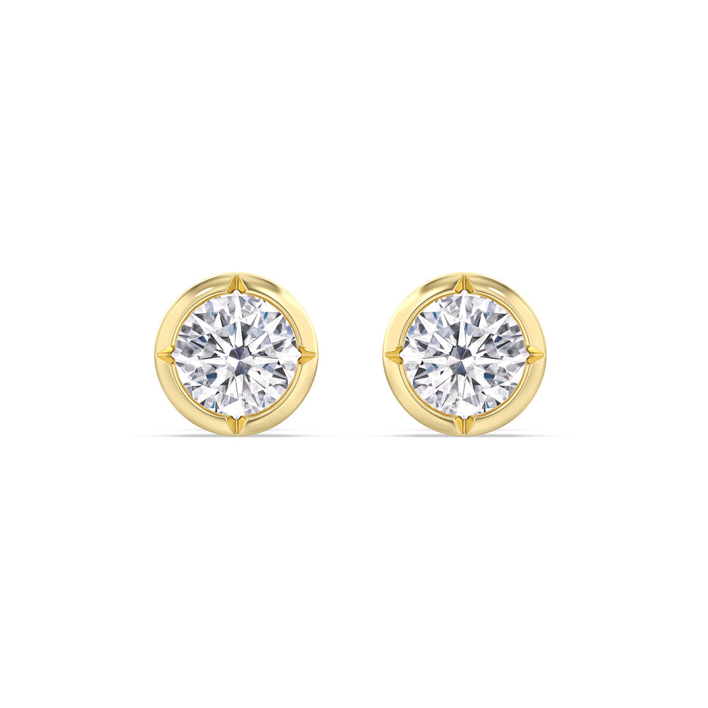 Kite Chamfered Bezel Stud Earrings with 14KT Yellow Gold / Lab / 1 1/2 Cut Diamond in 14KT Yellow Gold / Lab / 1 1/2 view 4
