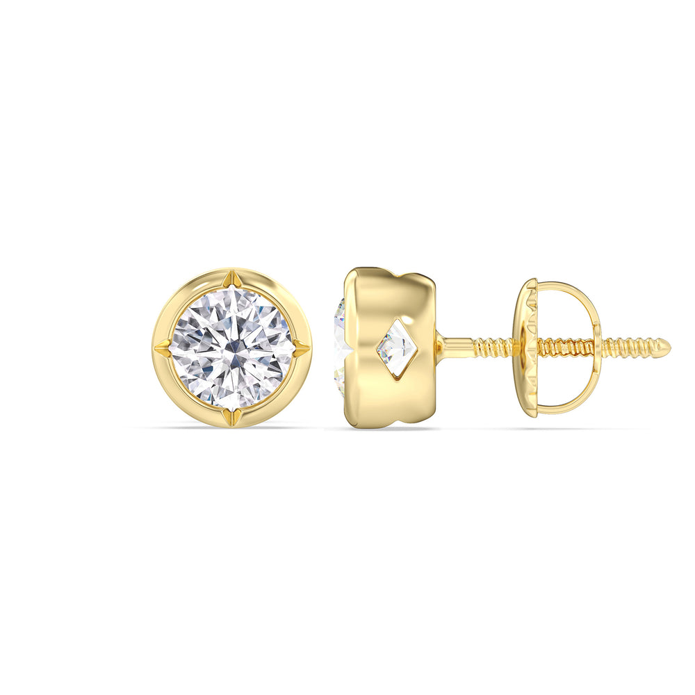 Kite Chamfered Bezel Stud Earrings with 14KT Yellow Gold / Lab / 1 1/2 Cut Diamond in 14KT Yellow Gold / Lab / 1 1/2 view 5
