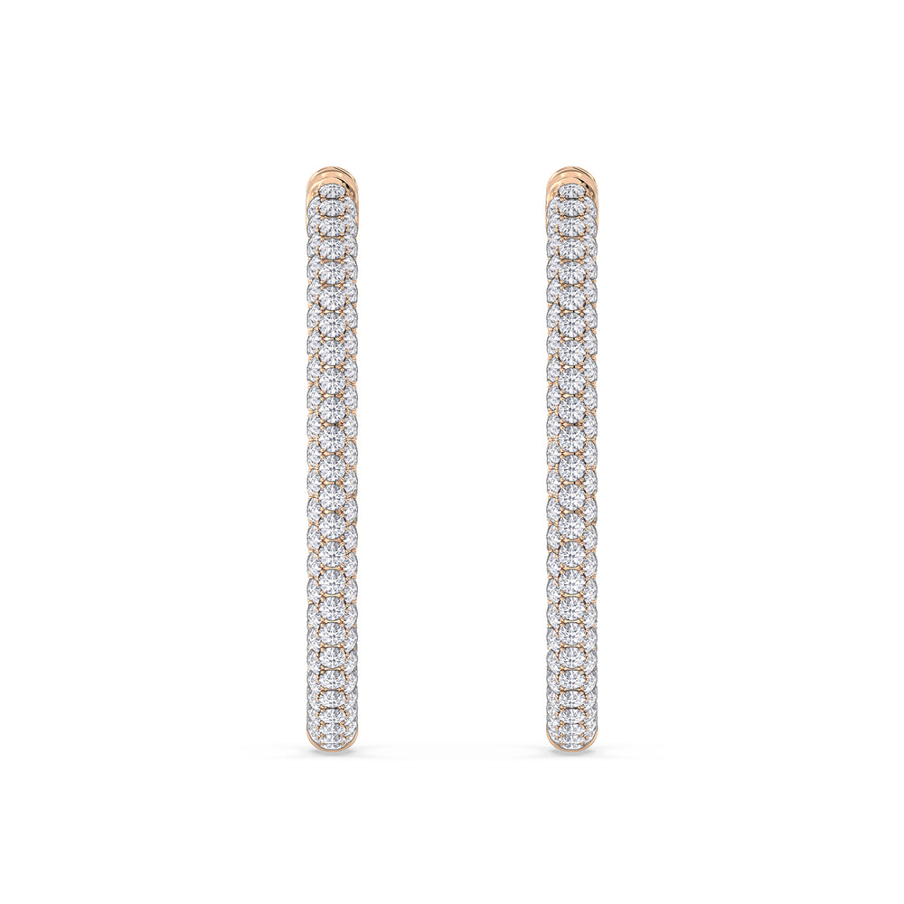 Elegance Grand Round Dome Hoops with 14KT Rose Gold / Lab / 3 Cut Diamond in 14KT Rose Gold / Lab / 3 view 4
