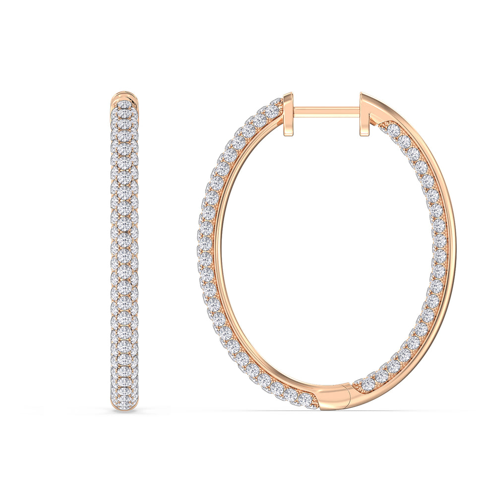 Elegance Grand Round Dome Hoops with 14KT Rose Gold / Lab / 3 Cut Diamond in 14KT Rose Gold / Lab / 3 view 5

