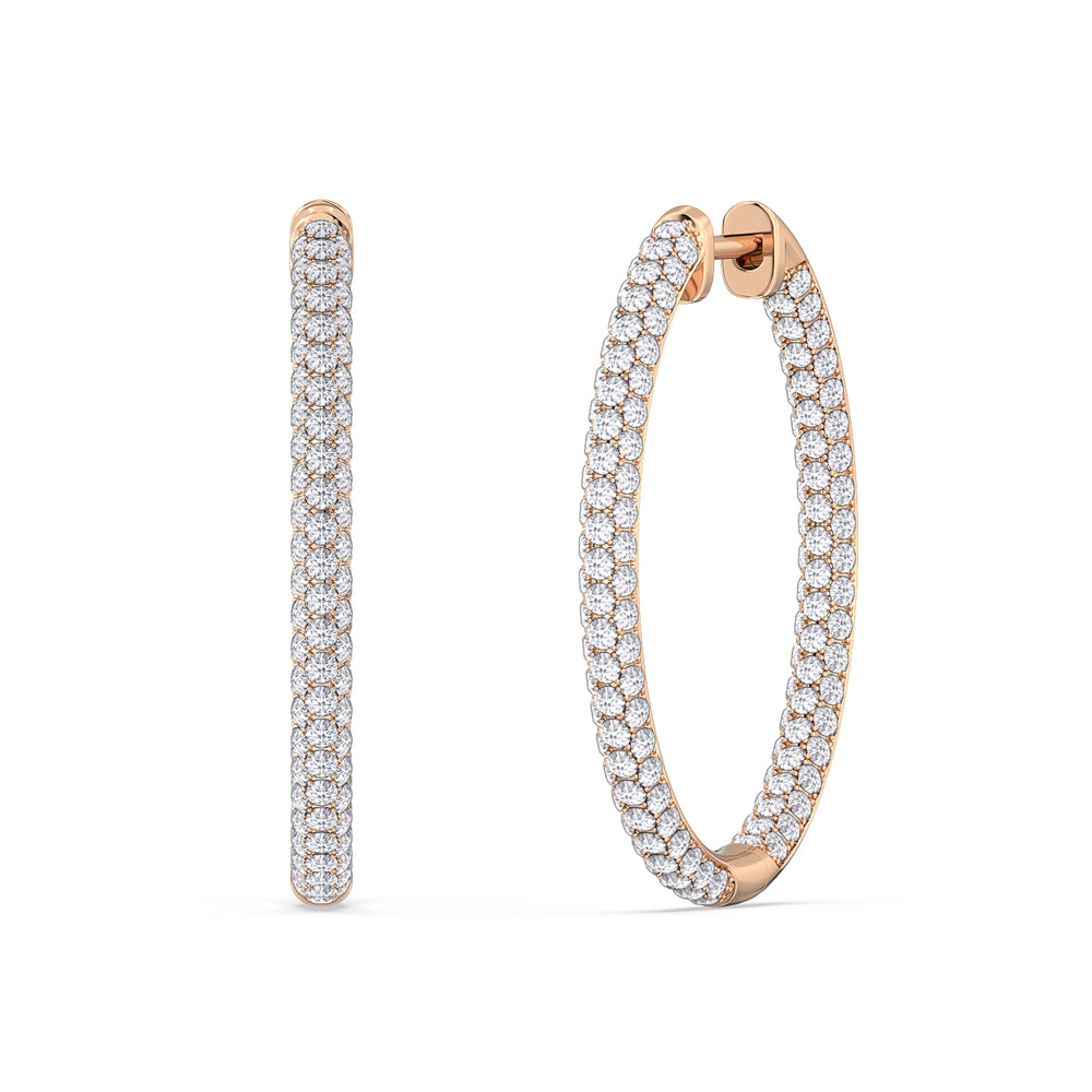 Elegance Grand Round Dome Hoops with 14KT Rose Gold / Lab / 3 Cut Diamond in 14KT Rose Gold / Lab / 3 view 1
