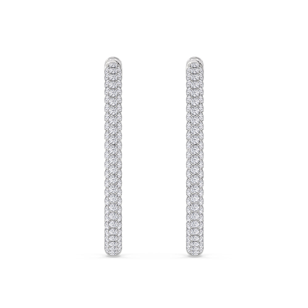 Elegance Grand Round Dome Hoops with 14KT White Gold / Lab / 3 Cut Diamond in 14KT White Gold / Lab / 3 view 4
