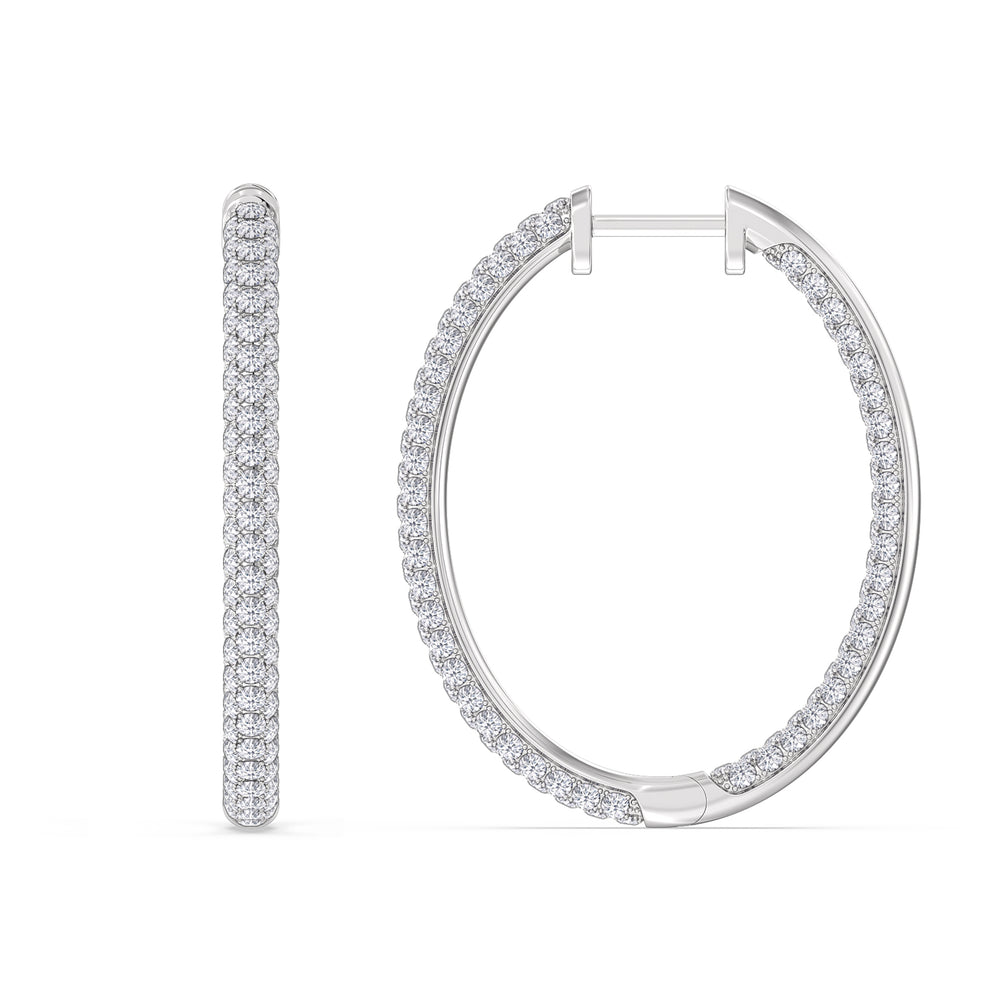 Elegance Grand Round Dome Hoops with 14KT White Gold / Lab / 3 Cut Diamond in 14KT White Gold / Lab / 3 view 5
