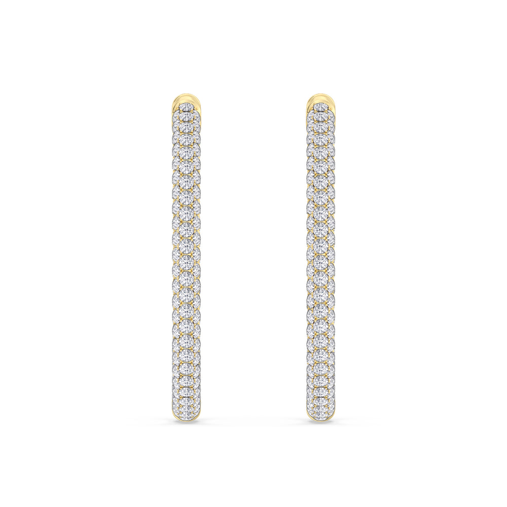 Elegance Grand Round Dome Hoops with 14KT Yellow Gold / Lab / 3 Cut Diamond in 14KT Yellow Gold / Lab / 3 view 4
