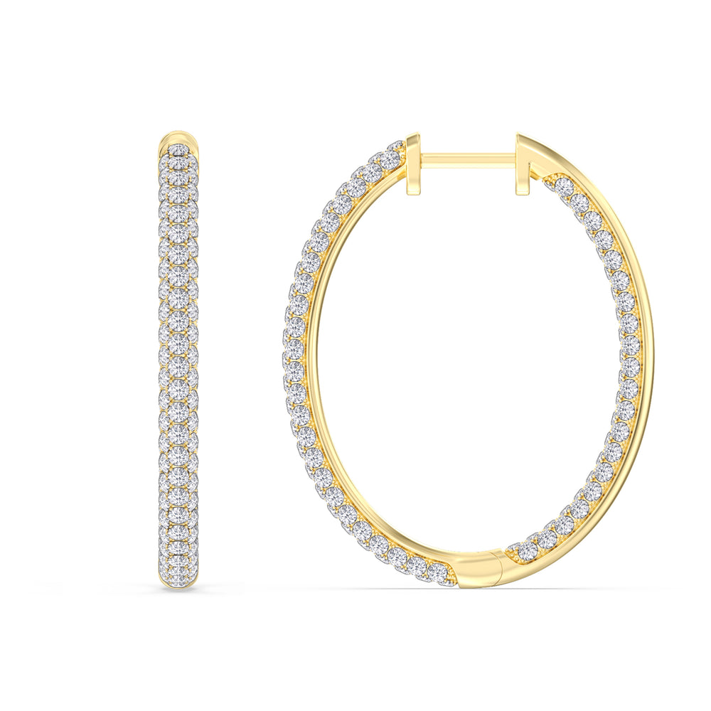 Elegance Grand Round Dome Hoops with 14KT Yellow Gold / Lab / 3 Cut Diamond in 14KT Yellow Gold / Lab / 3 view 5
