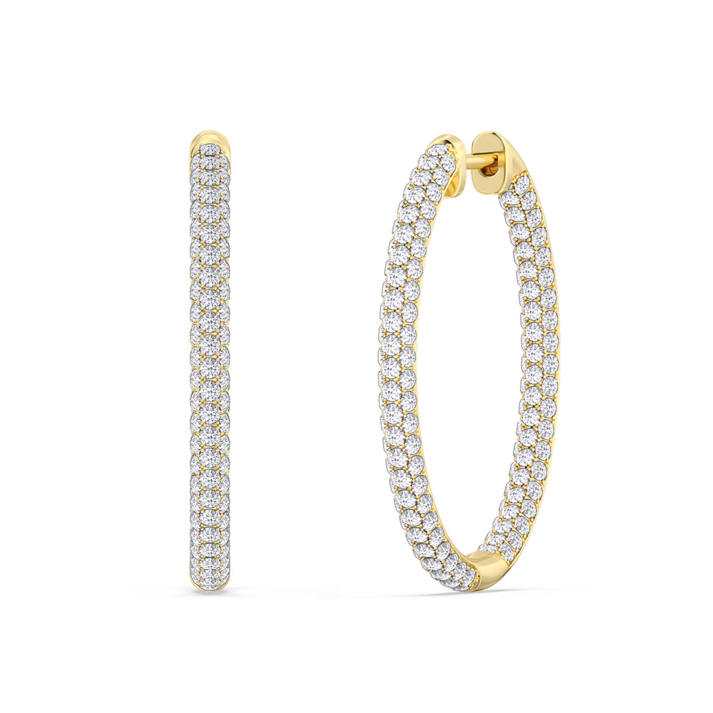 Elegance Grand Round Dome Hoops with 14KT Yellow Gold / Lab / 3 Cut Diamond in 14KT Yellow Gold / Lab / 3 view 1
