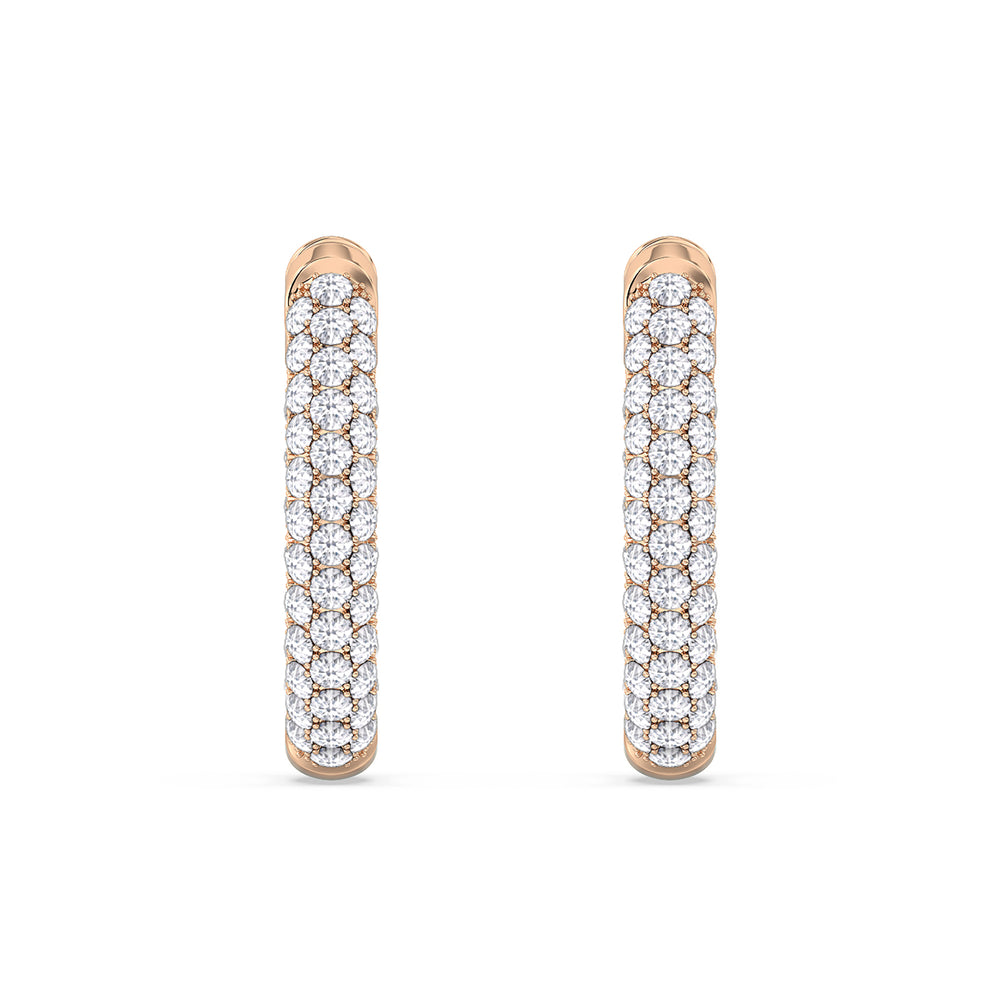 Elegance Oval Dome Hoops with 14KT Rose Gold / Lab / 1 Cut Diamond in 14KT Rose Gold / Lab / 1 view 4
