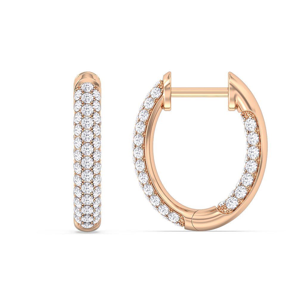 Elegance Oval Dome Hoops with 14KT Rose Gold / Lab / 1 Cut Diamond in 14KT Rose Gold / Lab / 1 view 5
