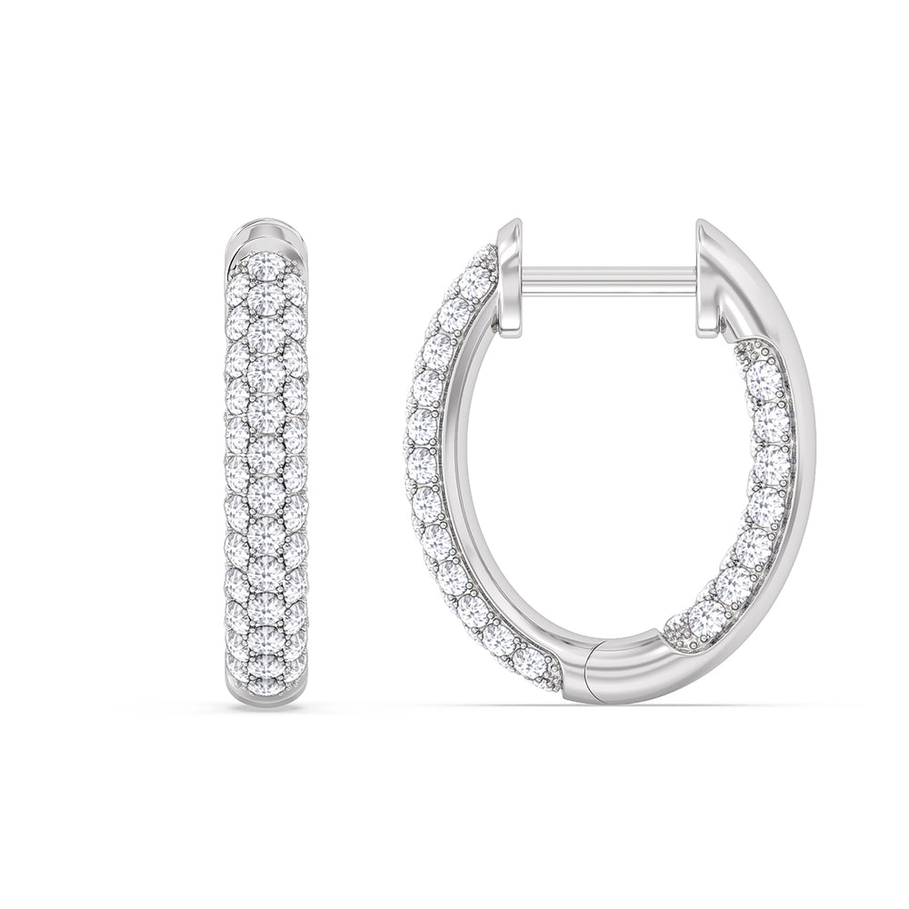 Elegance Oval Dome Hoops with 14KT White Gold / Lab / 1 Cut Diamond in 14KT White Gold / Lab / 1 view 5
