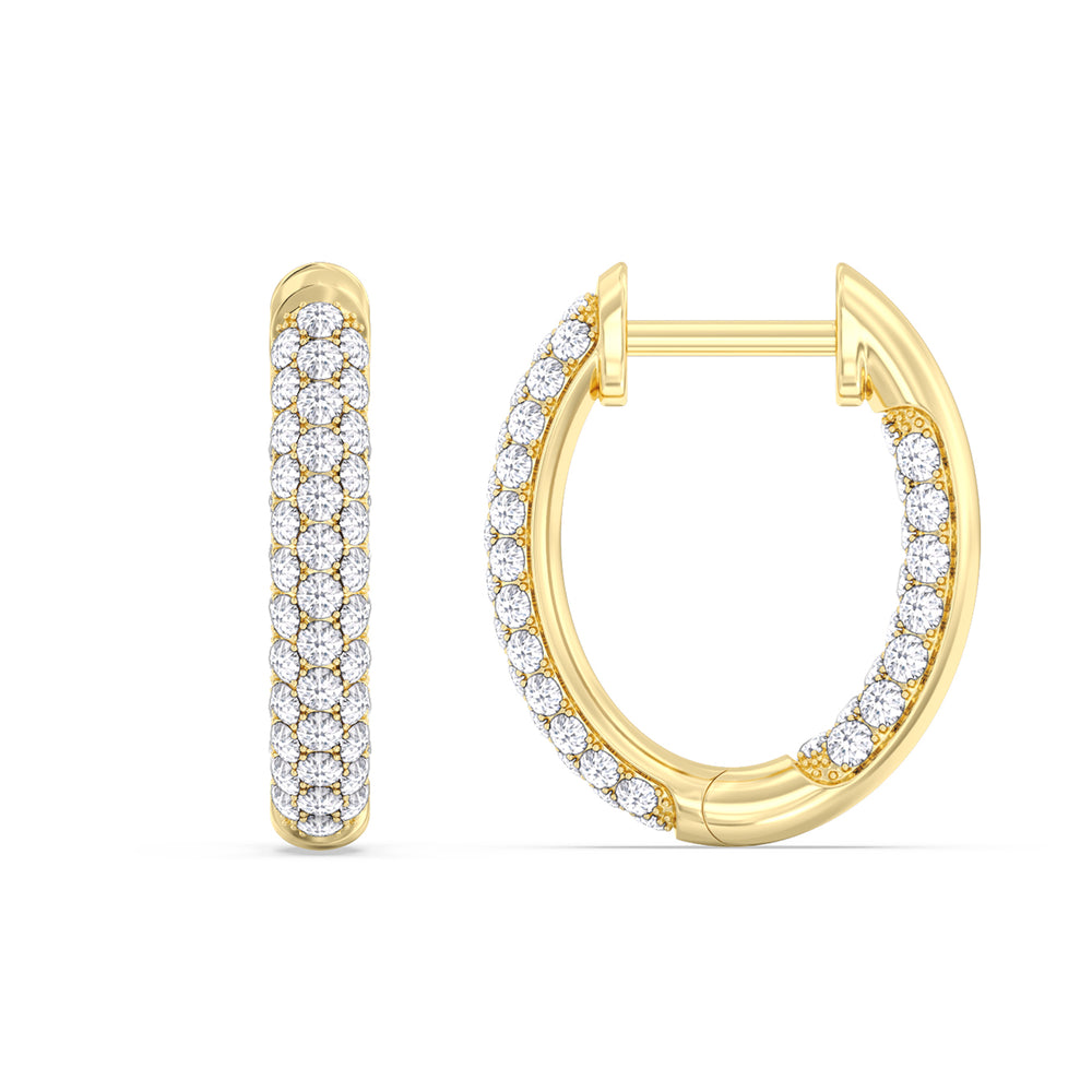 Elegance Oval Dome Hoops with 14KT Yellow Gold / Lab / 1 Cut Diamond in 14KT Yellow Gold / Lab / 1 view 5
