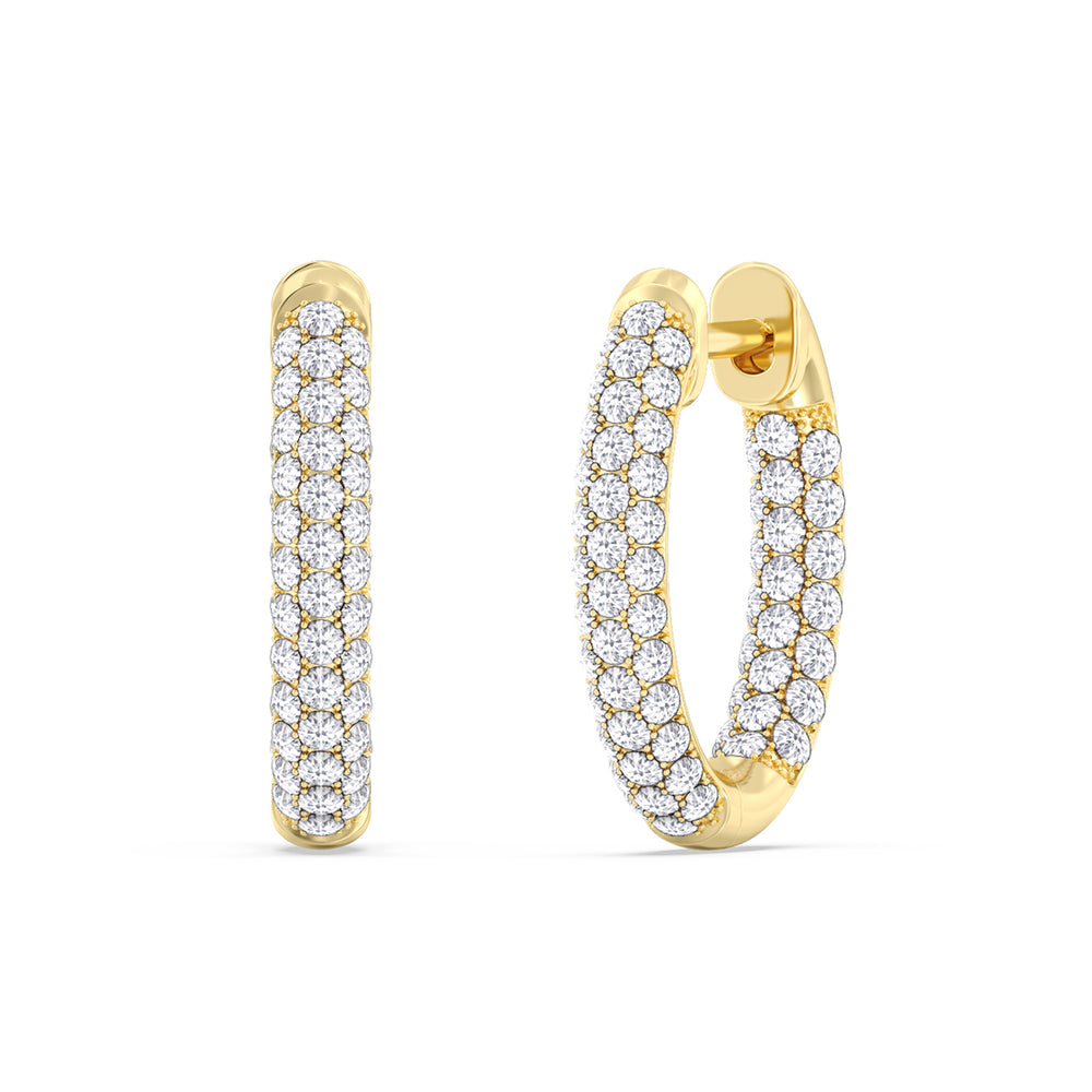 Elegance Oval Dome Hoops with 14KT Yellow Gold / Lab / 1 Cut Diamond in 14KT Yellow Gold / Lab / 1 view 1

