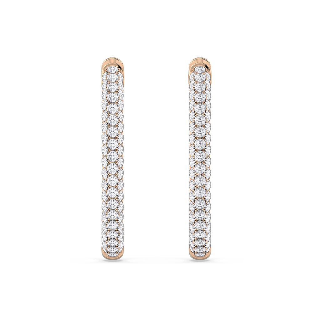 Elegance Round Dome Hoops with 14KT Rose Gold / Lab / 2 Cut Diamond in 14KT Rose Gold / Lab / 2 view 4
