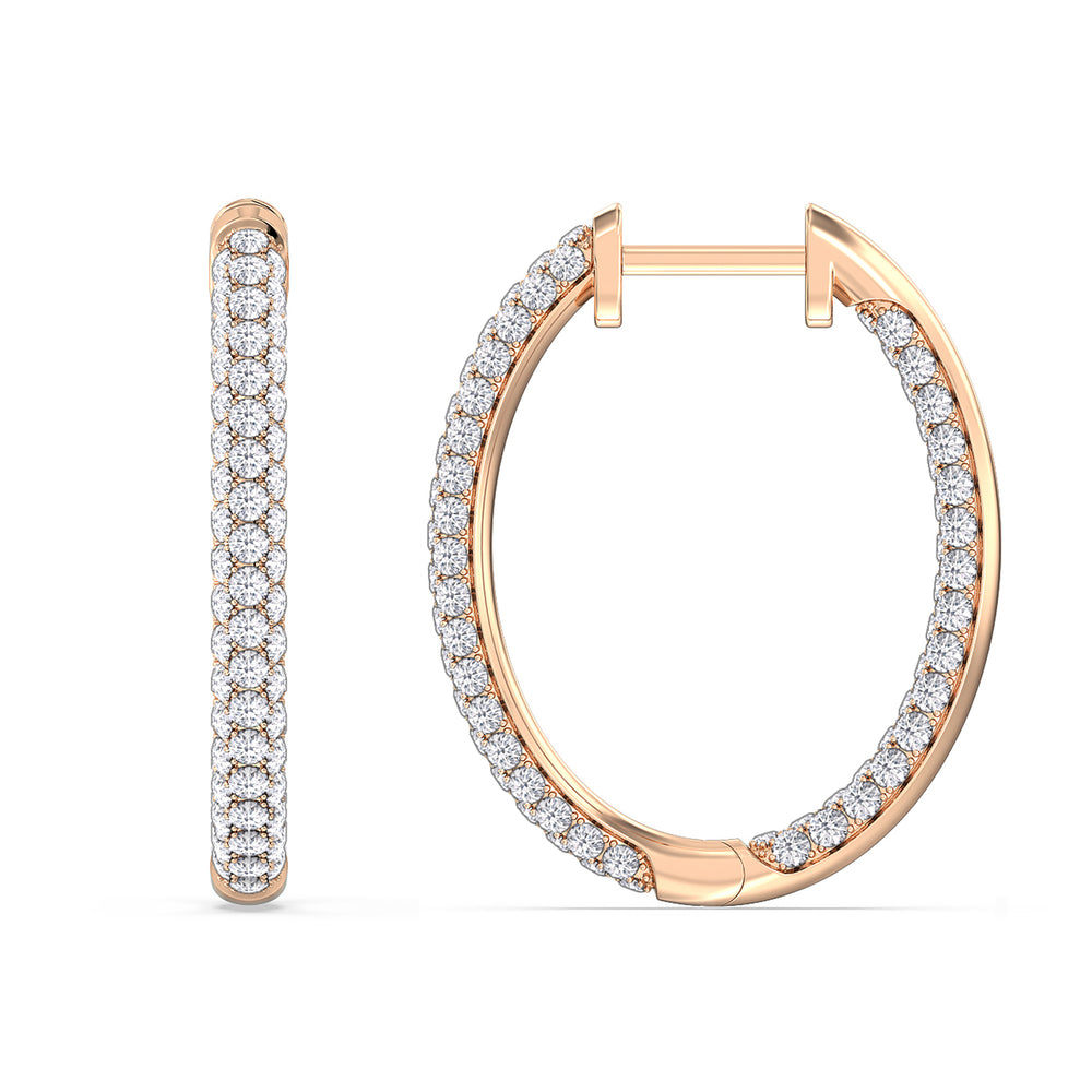 Elegance Round Dome Hoops with 14KT Rose Gold / Lab / 2 Cut Diamond in 14KT Rose Gold / Lab / 2 view 5
