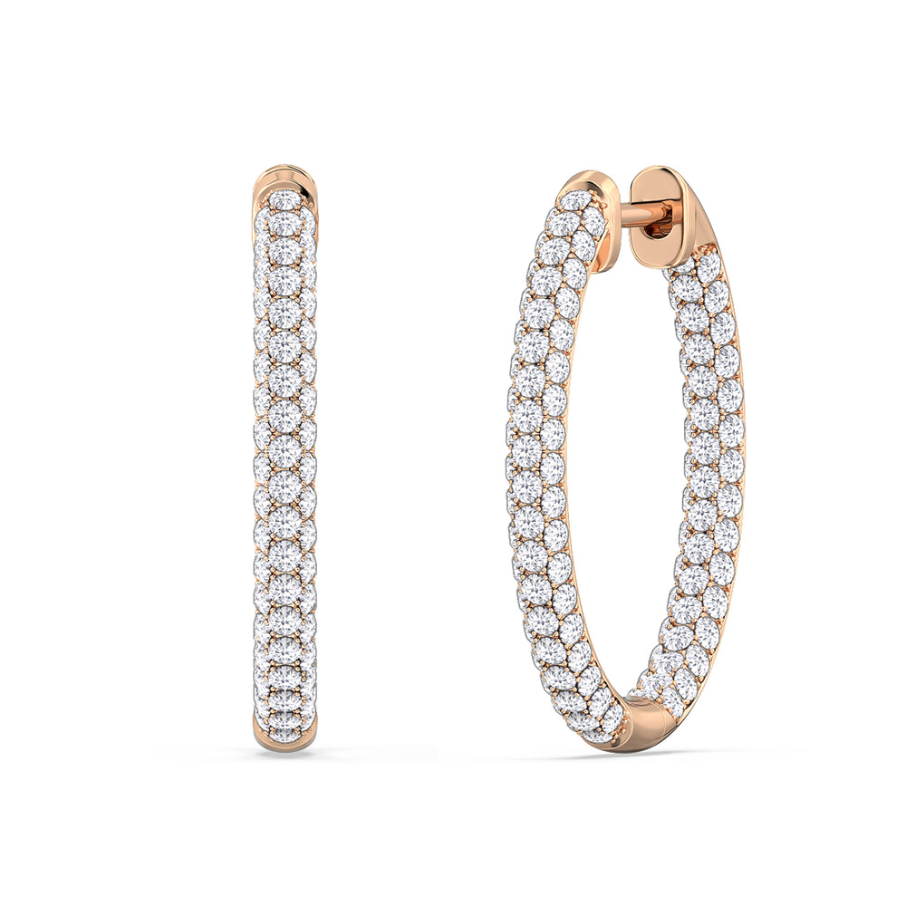 Elegance Round Dome Hoops with 14KT Rose Gold / Lab / 2 Cut Diamond in 14KT Rose Gold / Lab / 2 view 1
