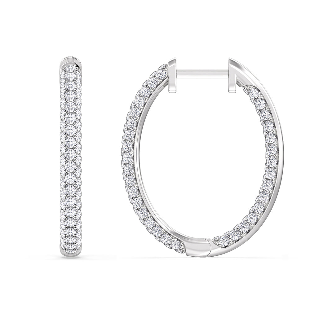 Elegance Round Dome Hoops with 14KT White Gold / Lab / 2 Cut Diamond in 14KT White Gold / Lab / 2 view 5
