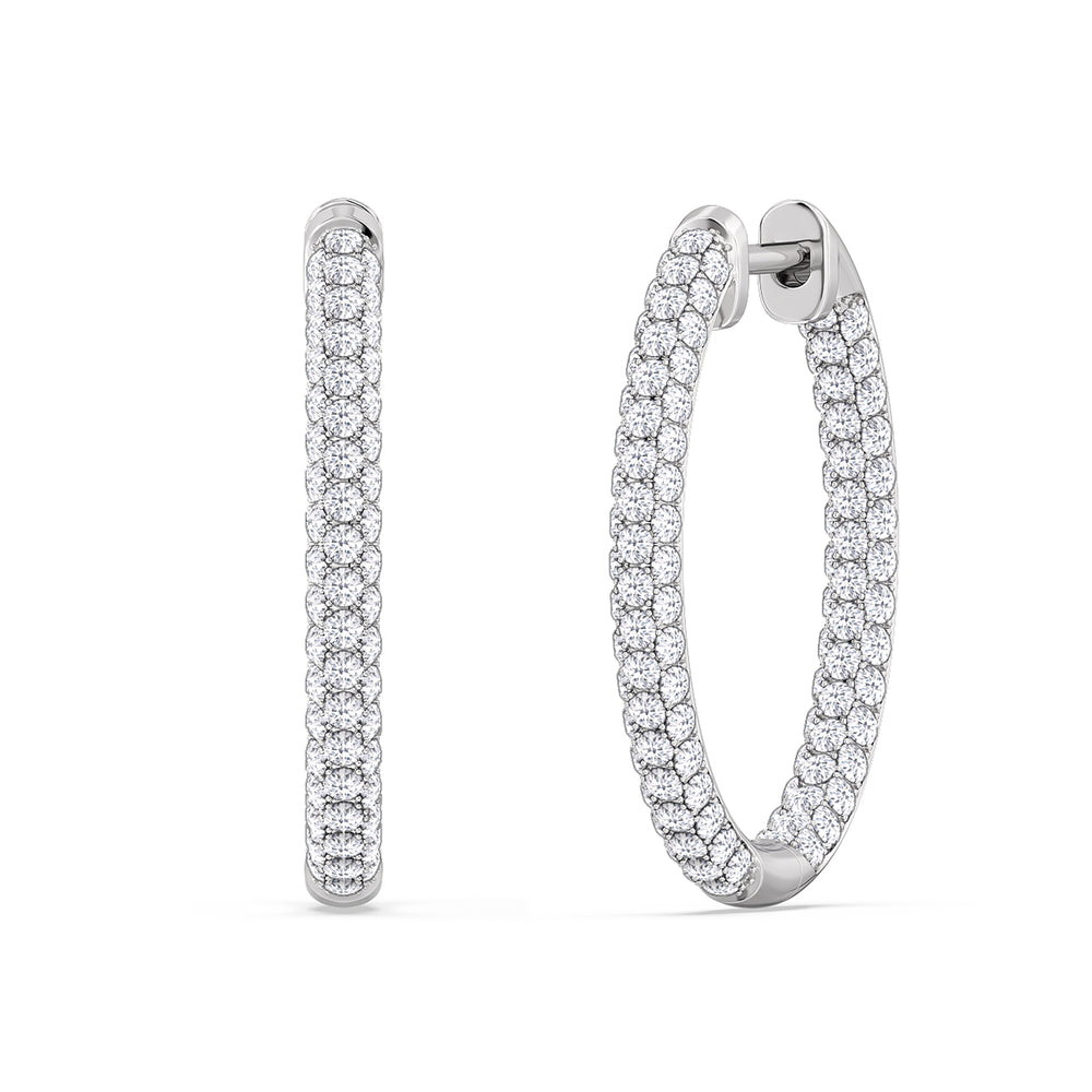 Elegance Round Dome Hoops with 14KT White Gold / Lab / 2 Cut Diamond in 14KT White Gold / Lab / 2 view 1
