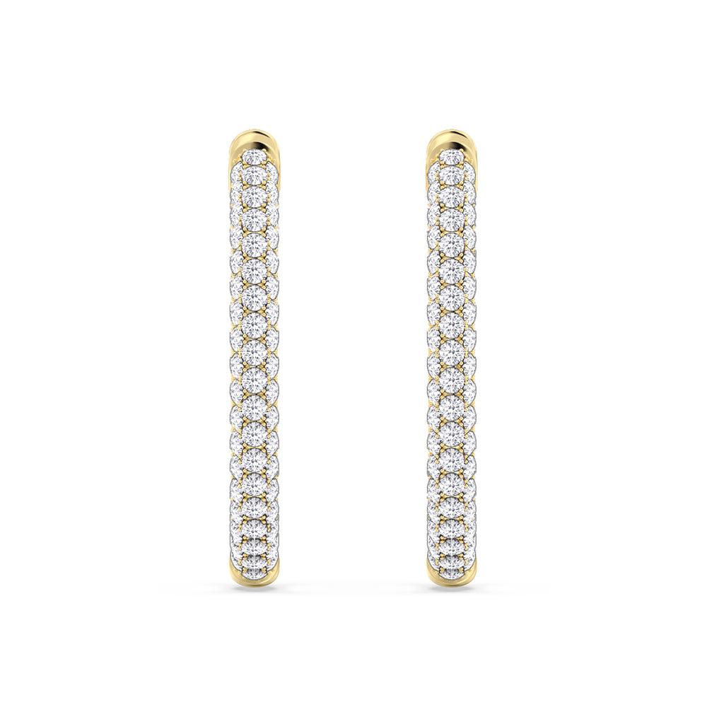 Elegance Round Dome Hoops with 14KT Yellow Gold / Lab / 2 Cut Diamond in 14KT Yellow Gold / Lab / 2 view 4
