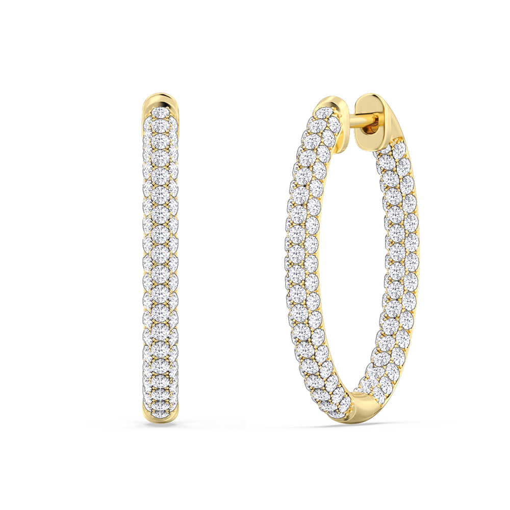 Elegance Round Dome Hoops with 14KT Yellow Gold / Lab / 2 Cut Diamond in 14KT Yellow Gold / Lab / 2 view 1
